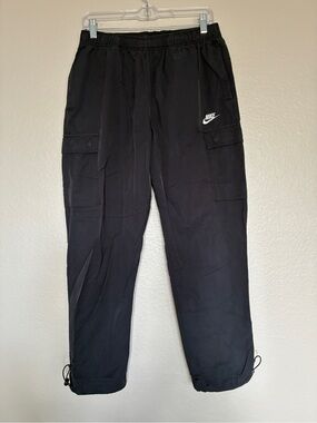 Bike Mens Black Woven Cargo Pants Size M Elastic Waist Streetwear Sportswear Y2K